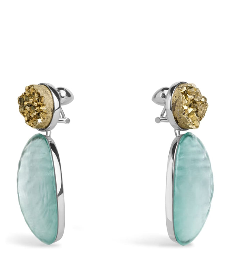 Alaïa pendant earrings in pyrite and plexiglass 7.3cm - British product