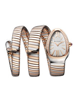 Harrods Bvlgari Serpenti Tubogas Rose Gold Stainless Steel Diamond and Rubellite Watch 35mm- Buy online at McGrocer