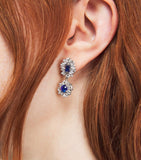 Suzanne Kalan drop earrings white gold diamond blue sapphire, imported from the UK