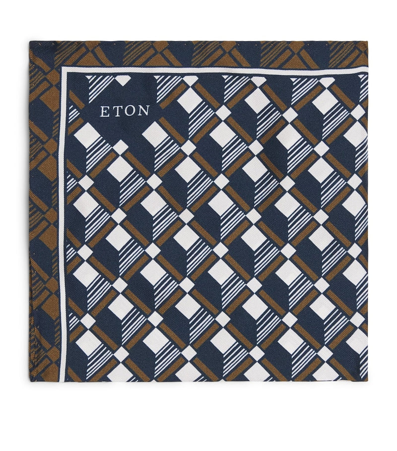 Eton silk pocket square geometric design - British product