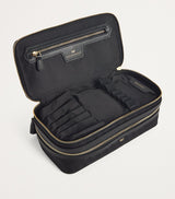 Harrods Two-Tiered Logo Jacquard Makeup Pouch with Interior Brush Slots- Buy online at McGrocer