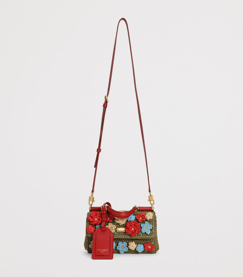 Dolce&Gabbana woven My Sicily top-handle bag with floral appliqué (British brand)
