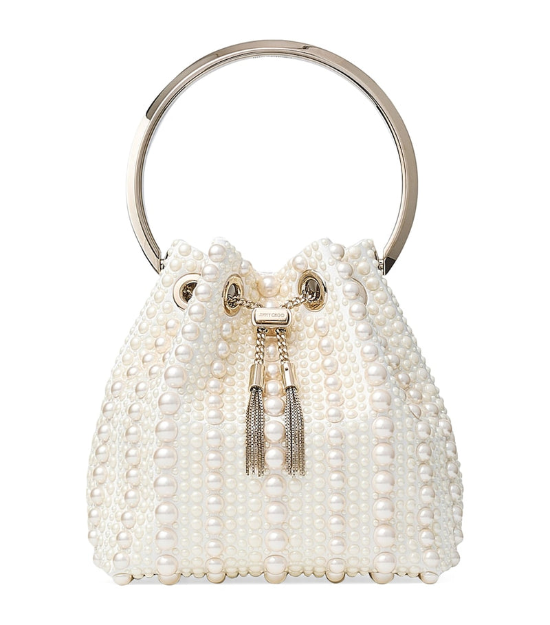 Jimmy Choo Pearl Bon Bon top-handle bag satin pearl - British product
