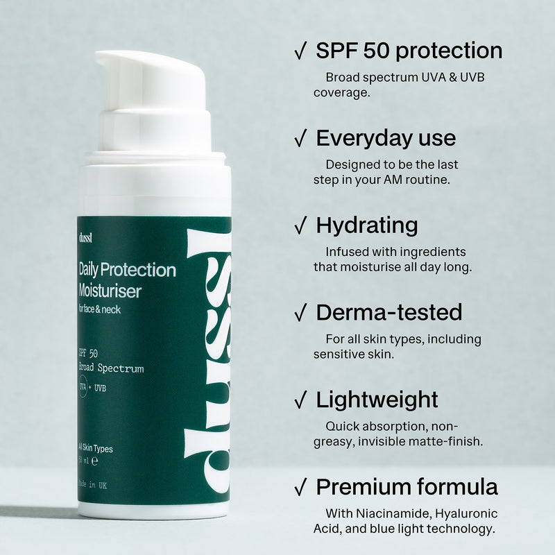 dussl Daily Protection Moisturiser SPF 50 50ml (British brand)