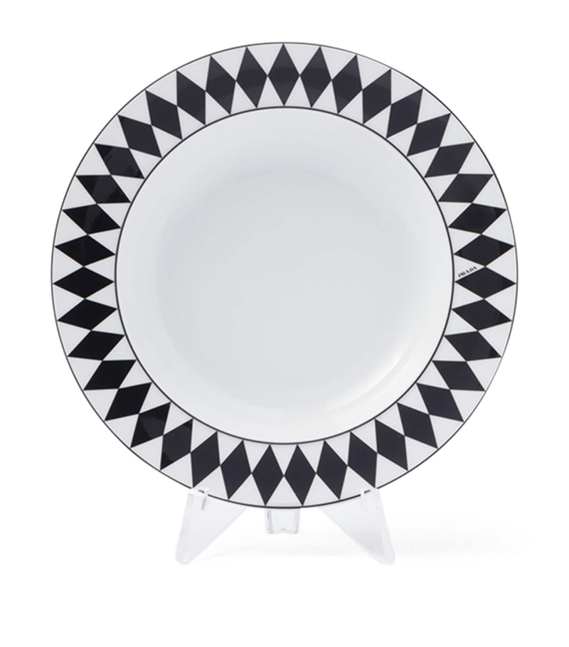 Prada chequerboard porcelain soup plates set of 2 22cm, imported from the UK