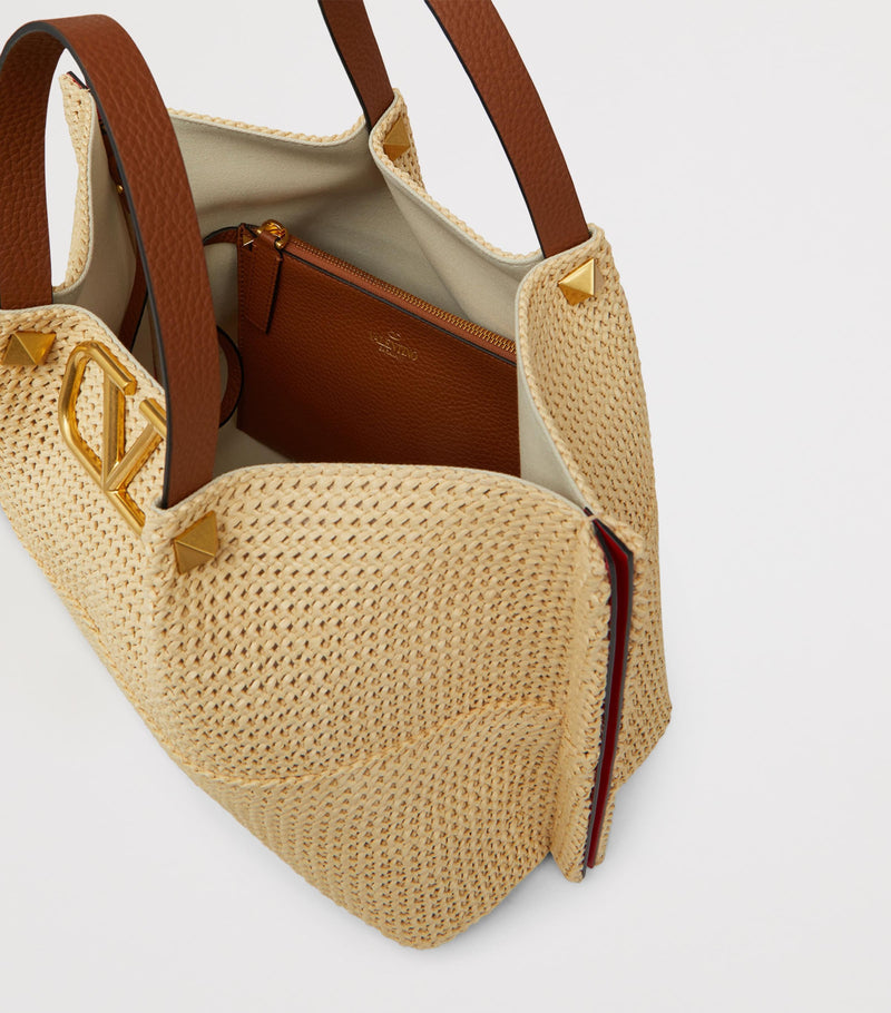 Valentino Garavani straw tote bag VLogo Signature medium, UK version