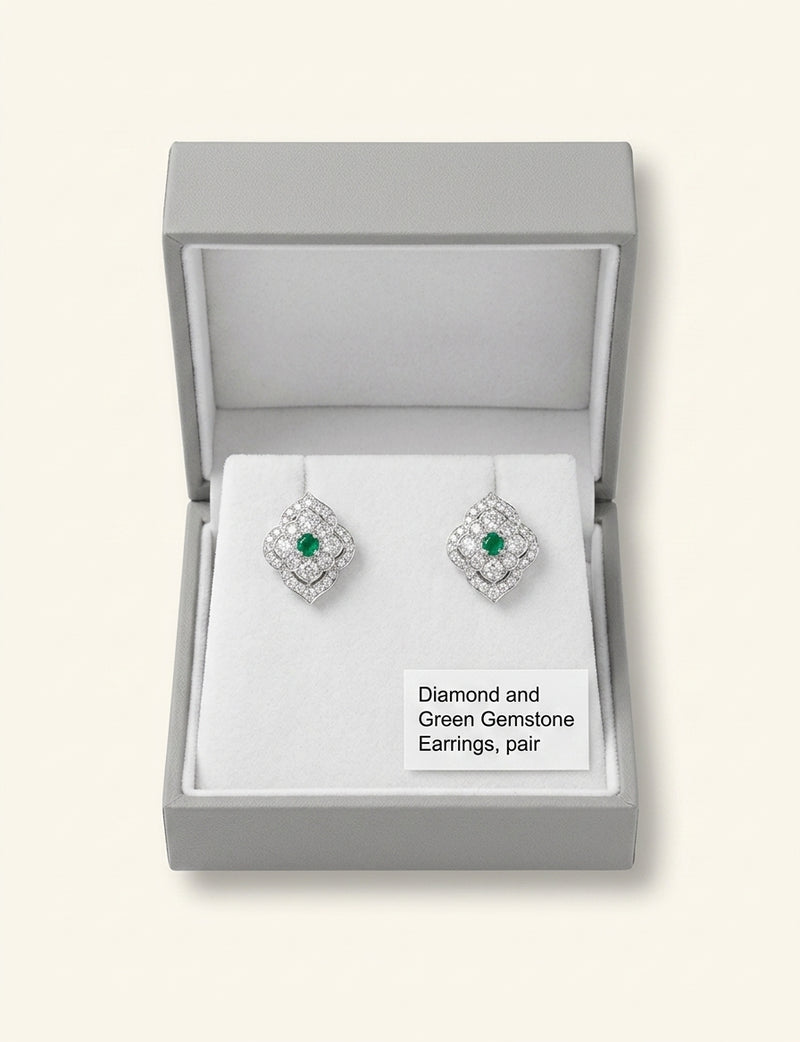 Cartier Panthère diamond, onyx and emerald earrings, imported from the UK