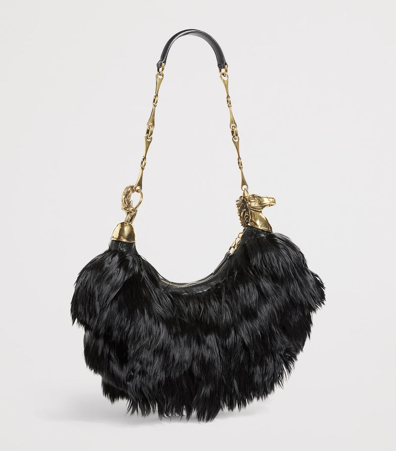 Chloé black feather crescent shoulder bag - British product