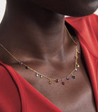 Persée fourteen chakra necklace yellow gold multicoloured gemstones - British product