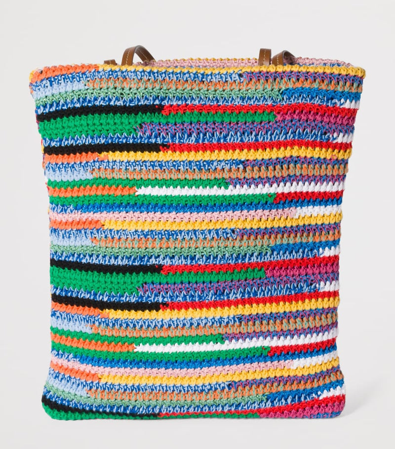 Miu Miu crochet tote bag multicolour cotton leather handles, UK version