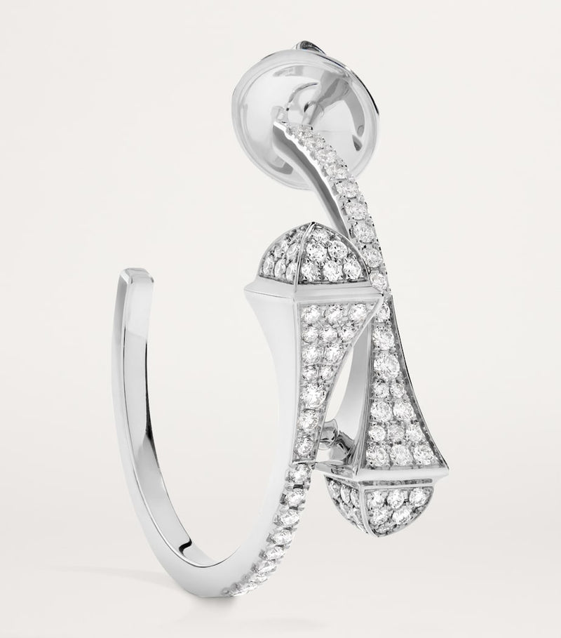 Marli New York small white gold diamond Cleo hoop earrings, UK version