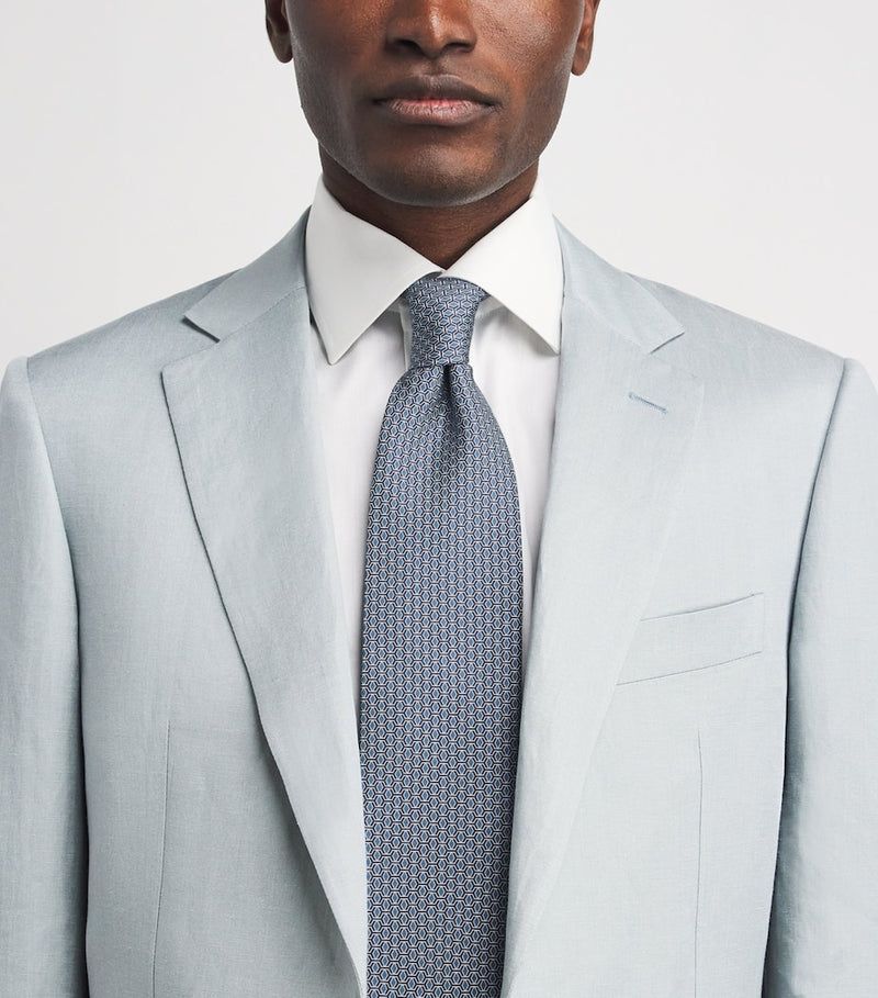 Eton silk geometric tie 8cm, imported from the UK