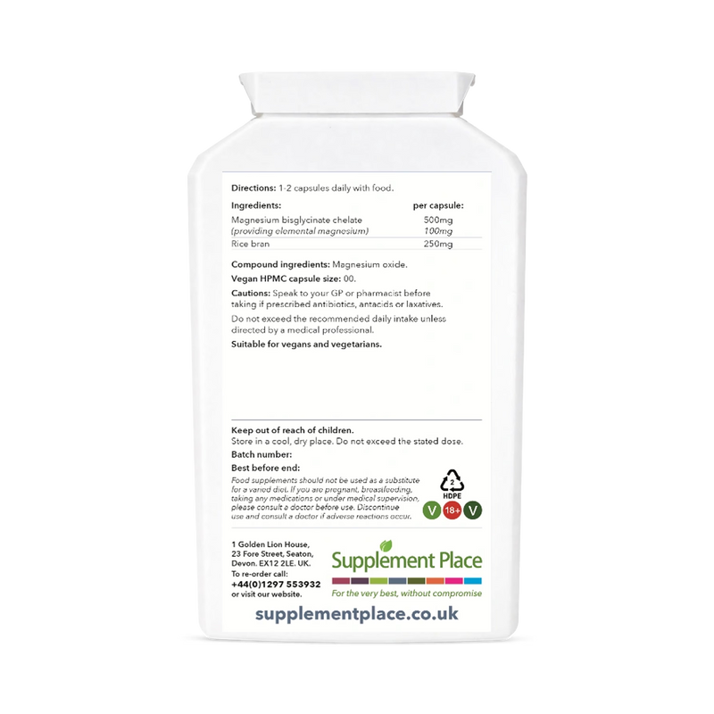 Supplement Place magnesium bisglycinate supplement 500mg 240 capsules, imported from the UK