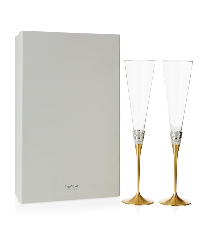 Wedgwood crystal toasting flutes set of 2 - British product