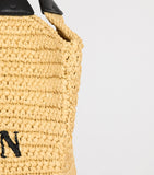Balmain mini crochet woven tote bag with logo, UK version