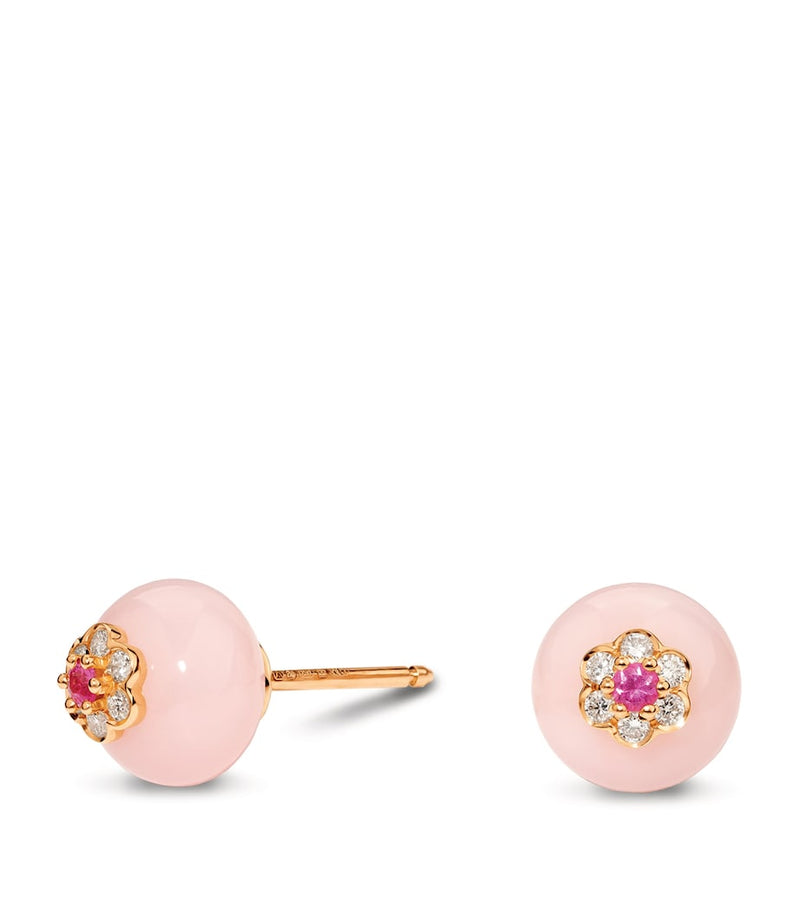 David Morris rose gold berry stud earrings with sapphire, UK version