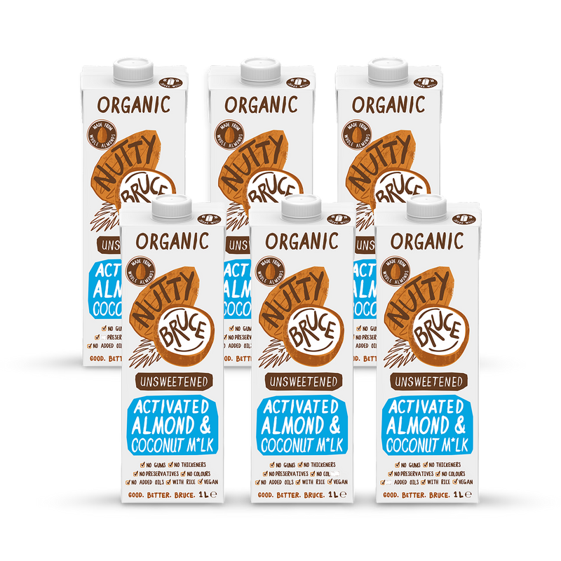 Nutty Bruce Almond Coconut Milk 6 x 1L, imported from the UK
