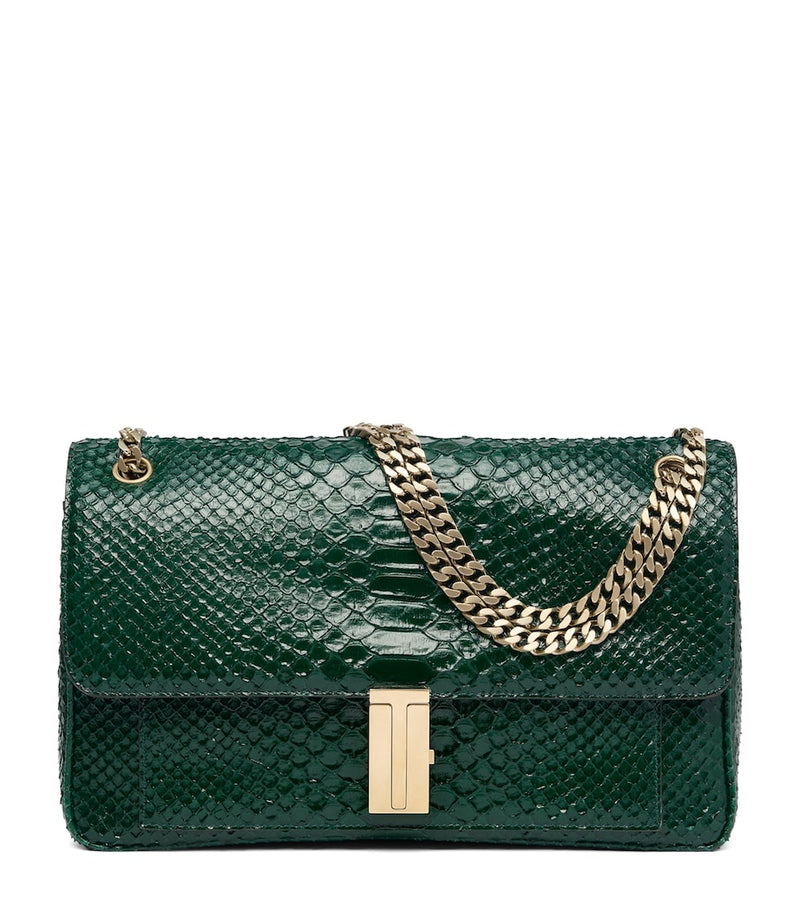 TOM FORD large shoulder bag dark green Italian leather - British product
