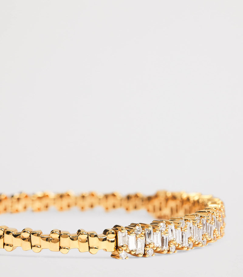 Suzanne Kalan yellow gold and diamond bangle (British brand)