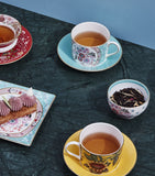 Wedgwood warm orange floral teacup and saucer set (British brand)