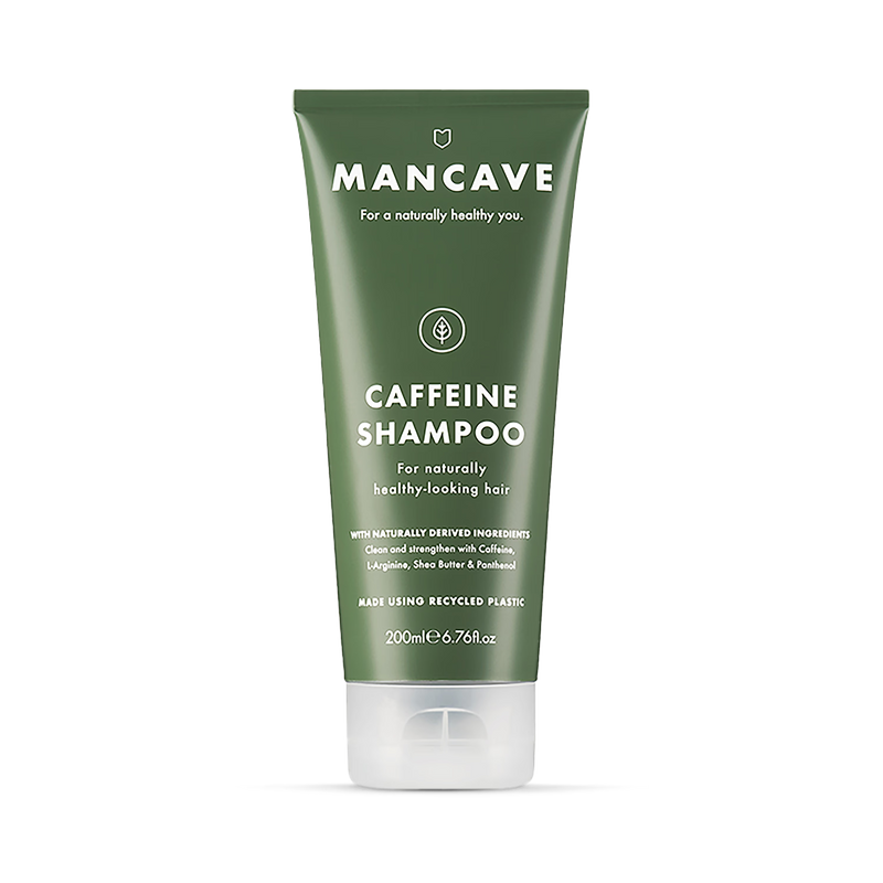 ManCave Caffeine Shampoo bottle 200ml, imported from the UK