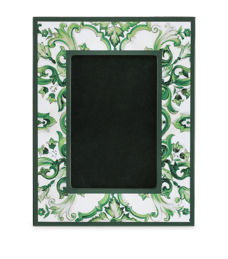 Dolce&Gabbana Casa lacquered wood photo frame with Verde Maiolica print 6.7 x 8.7 inches - British product