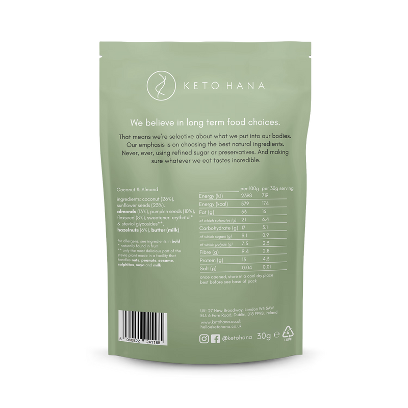 Keto Hana coconut almond butter granola 300g - British product