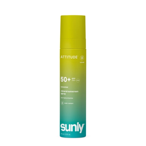 Attitude mineral sunscreen spray SPF 50 unscented 75ml, imported from the UK