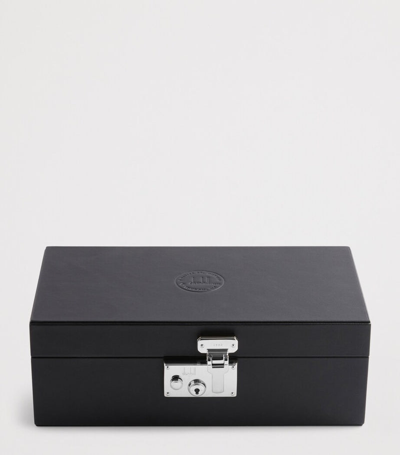 Dunhill leather 3-piece watch box with brass hardware - British product