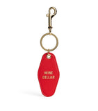 Harrods wine cellar keyring in leather with gold foil, UK version