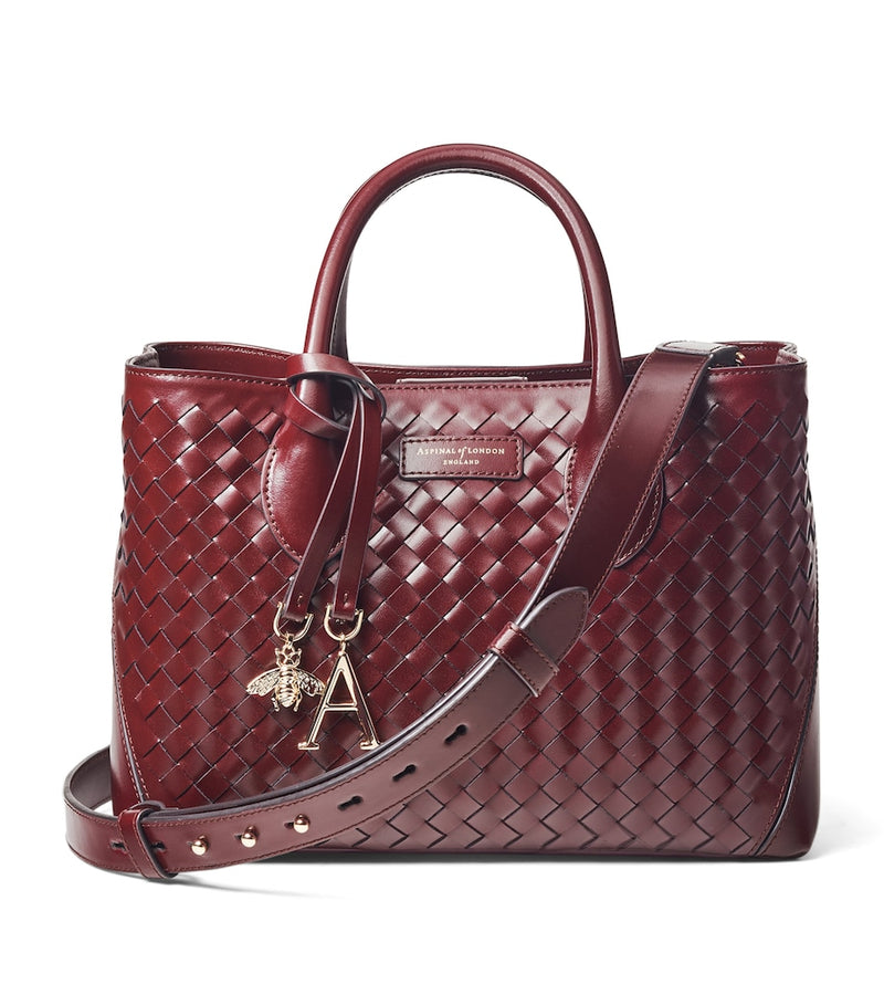 Aspinal of London midi leather woven tote bag, UK version