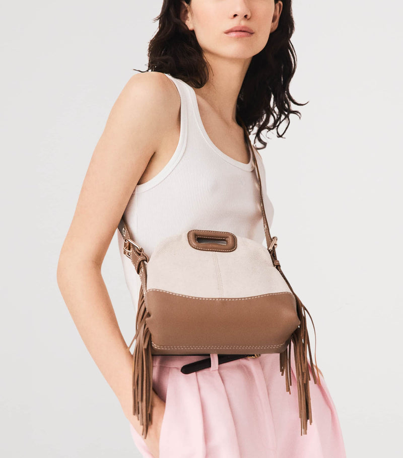 Maje small canvas Miss M shoulder bag, imported from the UK