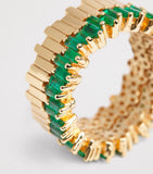 Suzanne Kalan eternity ring with baguette emeralds and yellow gold - British product