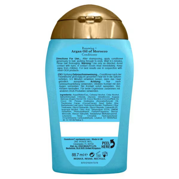 OGX Renewing Argan Oil conditioner bottle (British brand)