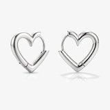 MUCHV heart hoop earrings in 18k gold or silver, imported from the UK