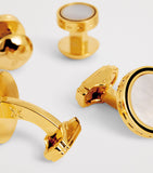 Tateossian gold-plated mother-of-pearl cufflinks and studs set (British brand)
