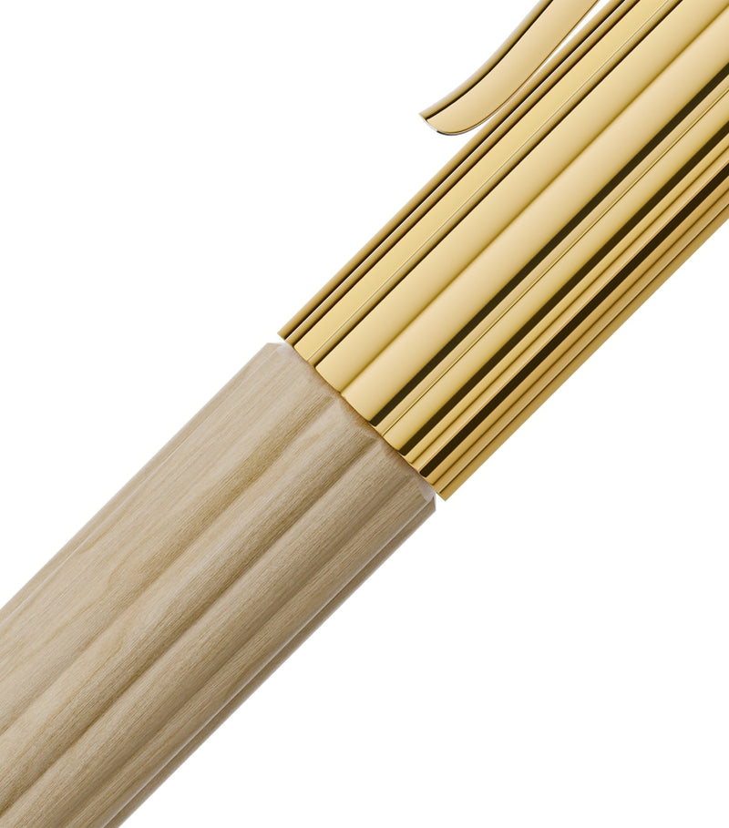 Graf von Faber-Castell hornbeam wood Bloom rollerball pen with gold trim, UK version