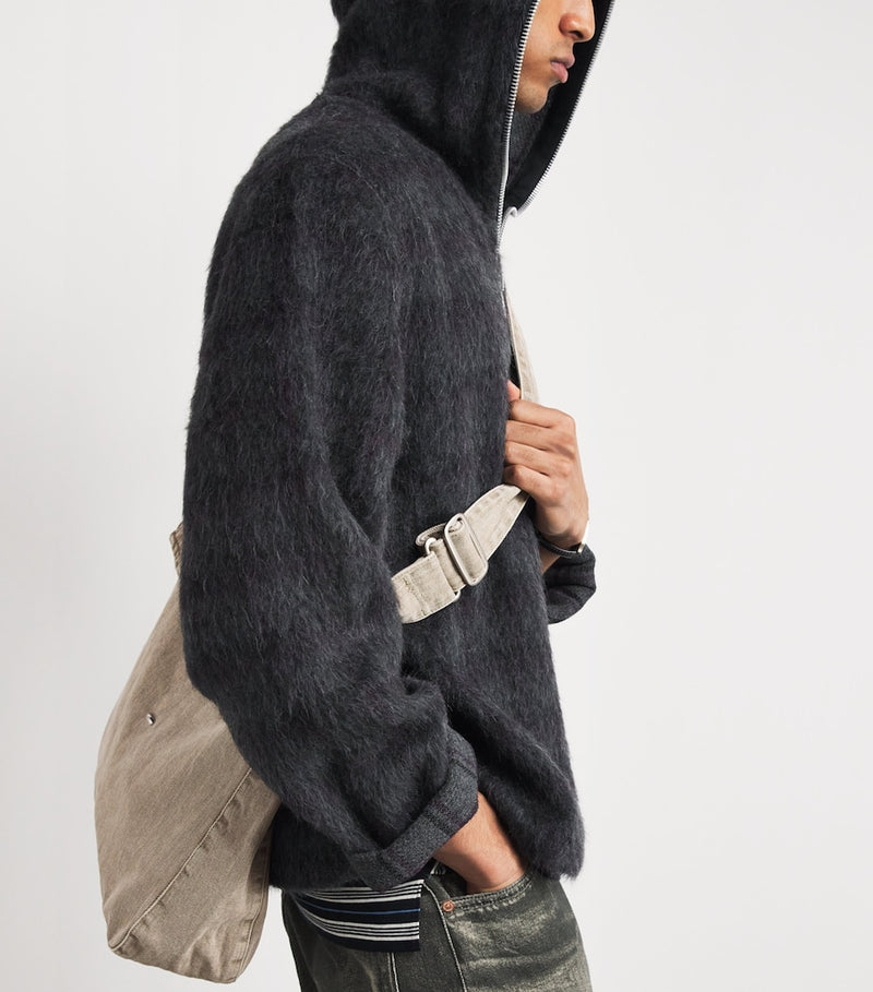 Our Legacy denim sling shoulder bag with mineral pigment, imported from the UK