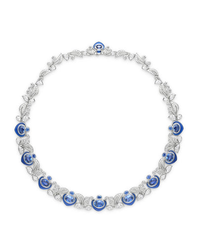 Harrods Boodles Royal Porcelain Collar Necklace Platinum Diamond and Sapphire- Buy online at McGrocer
