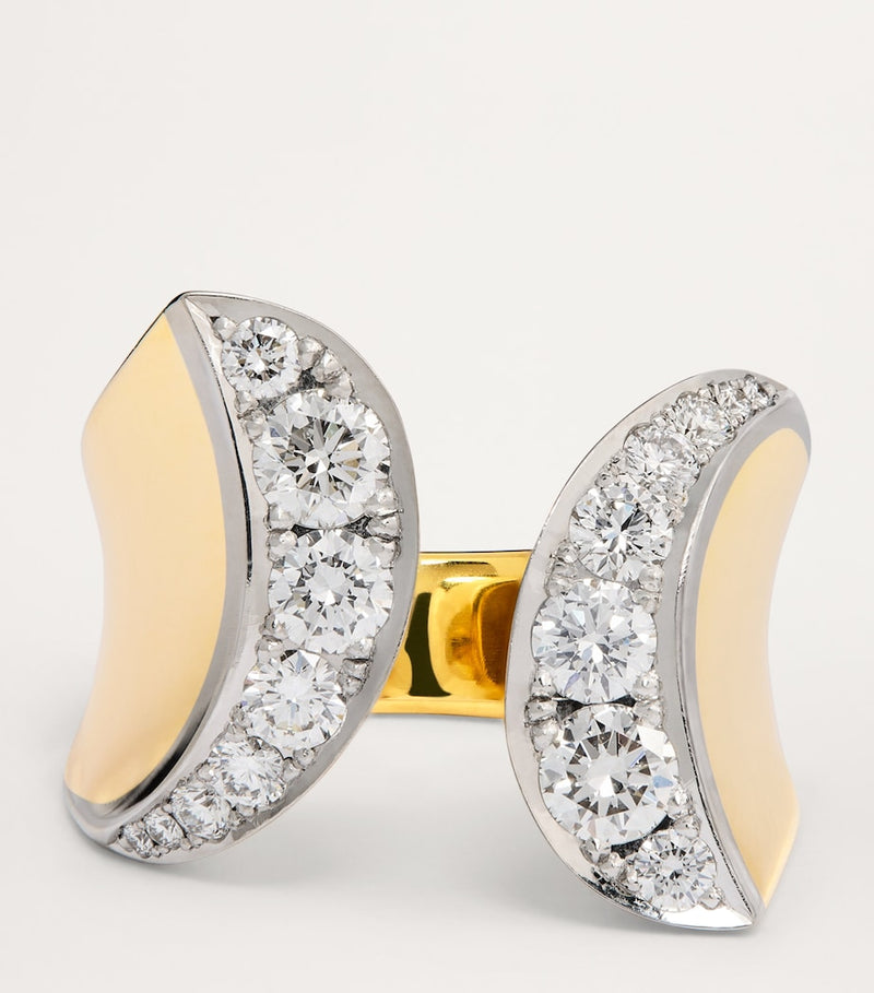 Engelbert yellow gold diamond statement ring - British product
