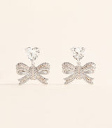 Harrods Self-Portrait Crystal Heart Bow Earrings- Buy online at McGrocer