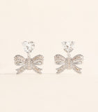 Self-Portrait crystal heart bow earrings - British product