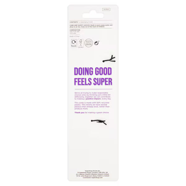 Superdrug Detangling Comb for hair care routine (British brand)
