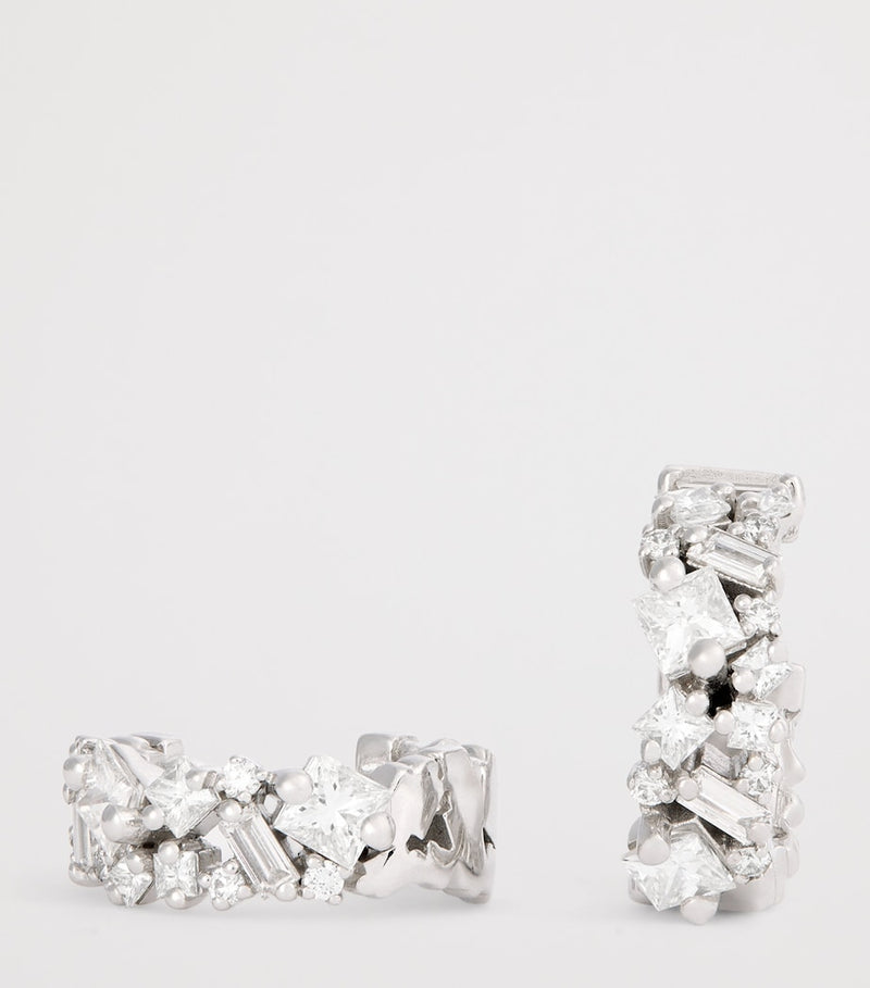 Suzanne Kalan white gold diamond hoop earrings, imported from the UK
