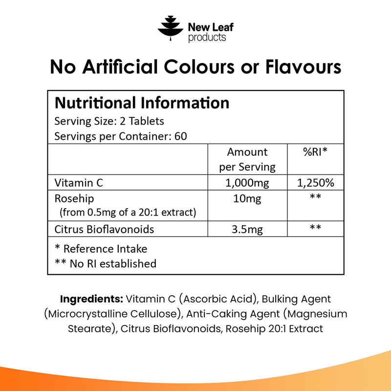 New Leaf Products Vitamin C tablets 120 tablets - British product