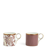 Harrods Wedgwood Set of 2 Bone China Red Splendour Mugs (330ml)- Buy online at McGrocer