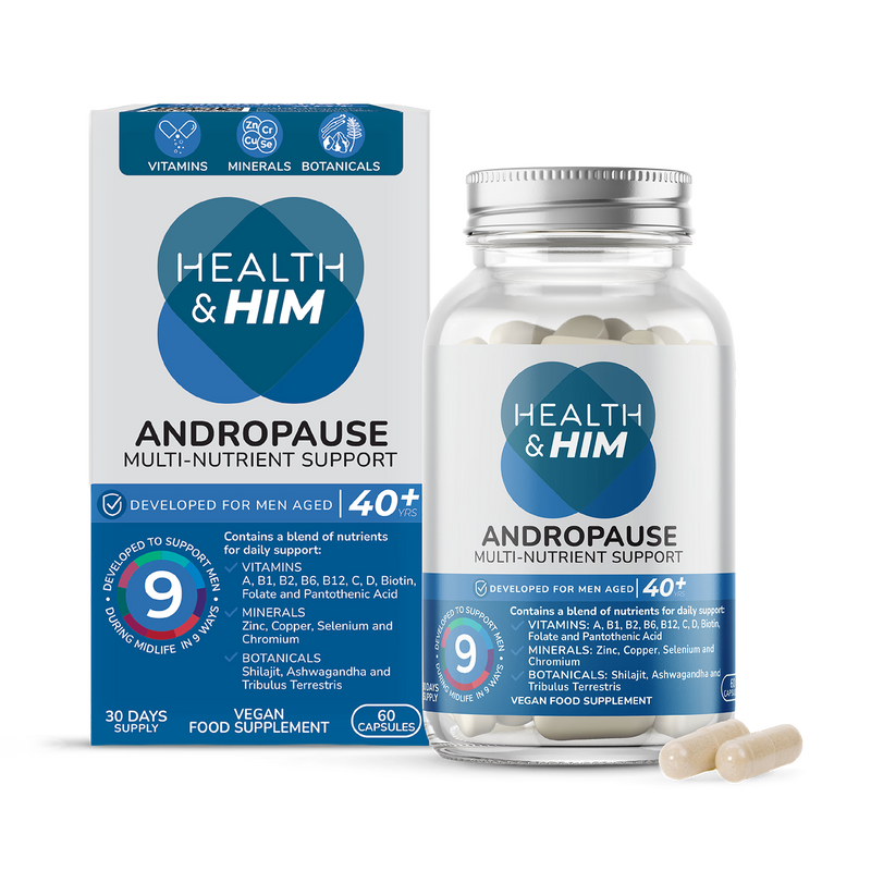 Health & Him Andropause 40+ Testosterone Support 60 capsules - British product