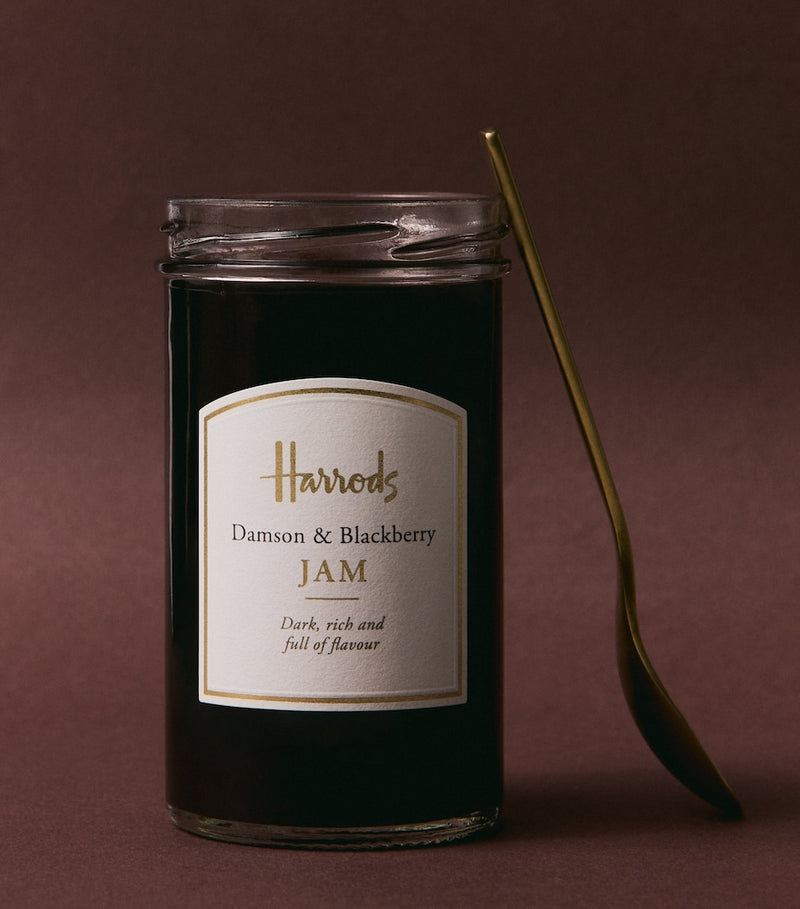 Harrods hamper with tea, biscuits, and jam, imported from the UK