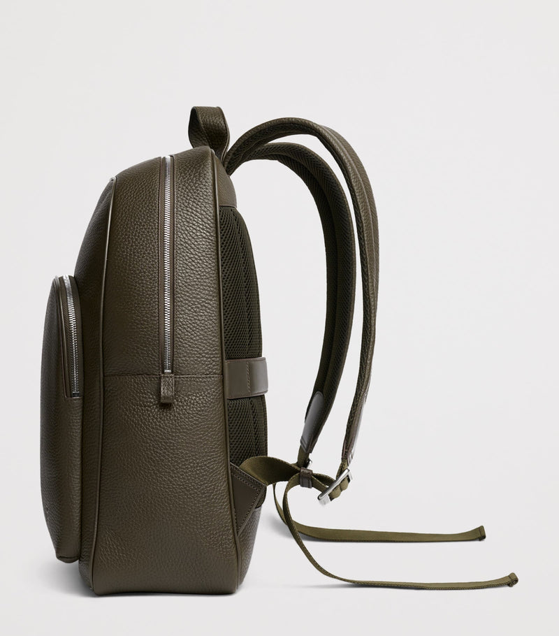 Carl Friedrik Ayrton grained leather backpack (British brand)
