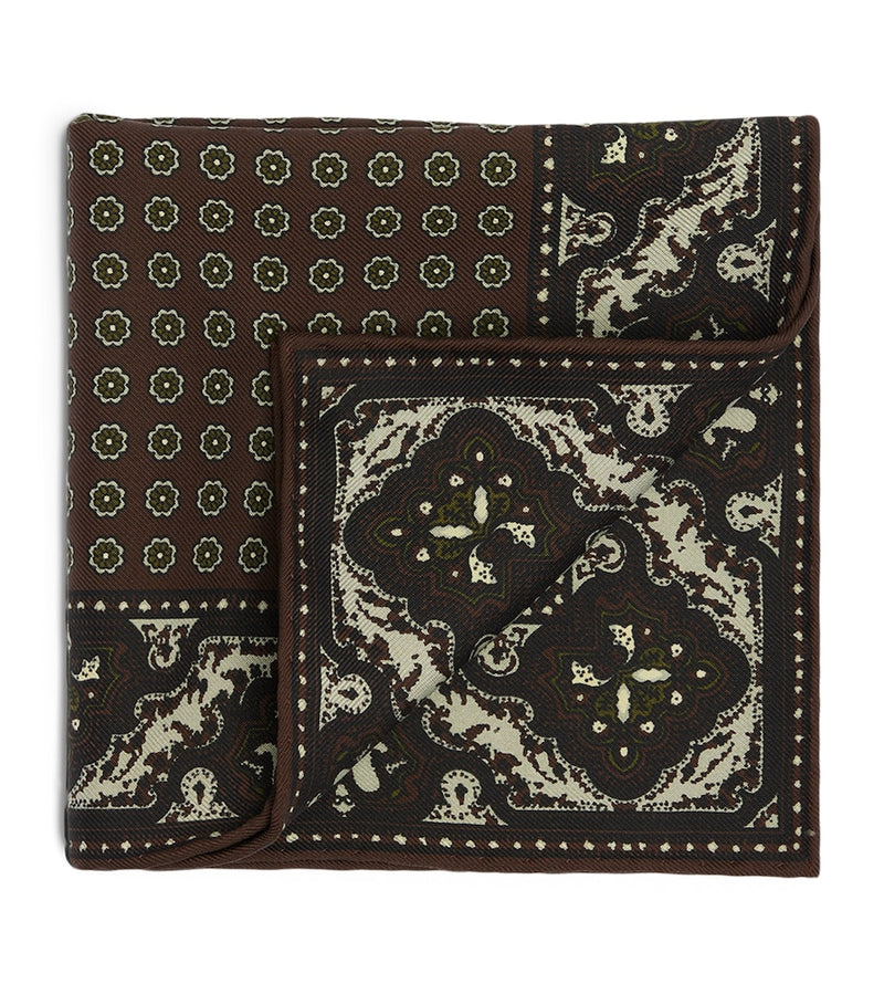 Dunhill mulberry silk paisley pocket square 30cm (British brand)